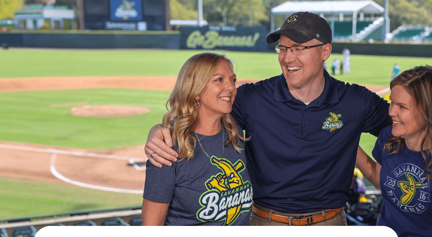 Tim Naddy with family in the stands at a Savannah Bananas game